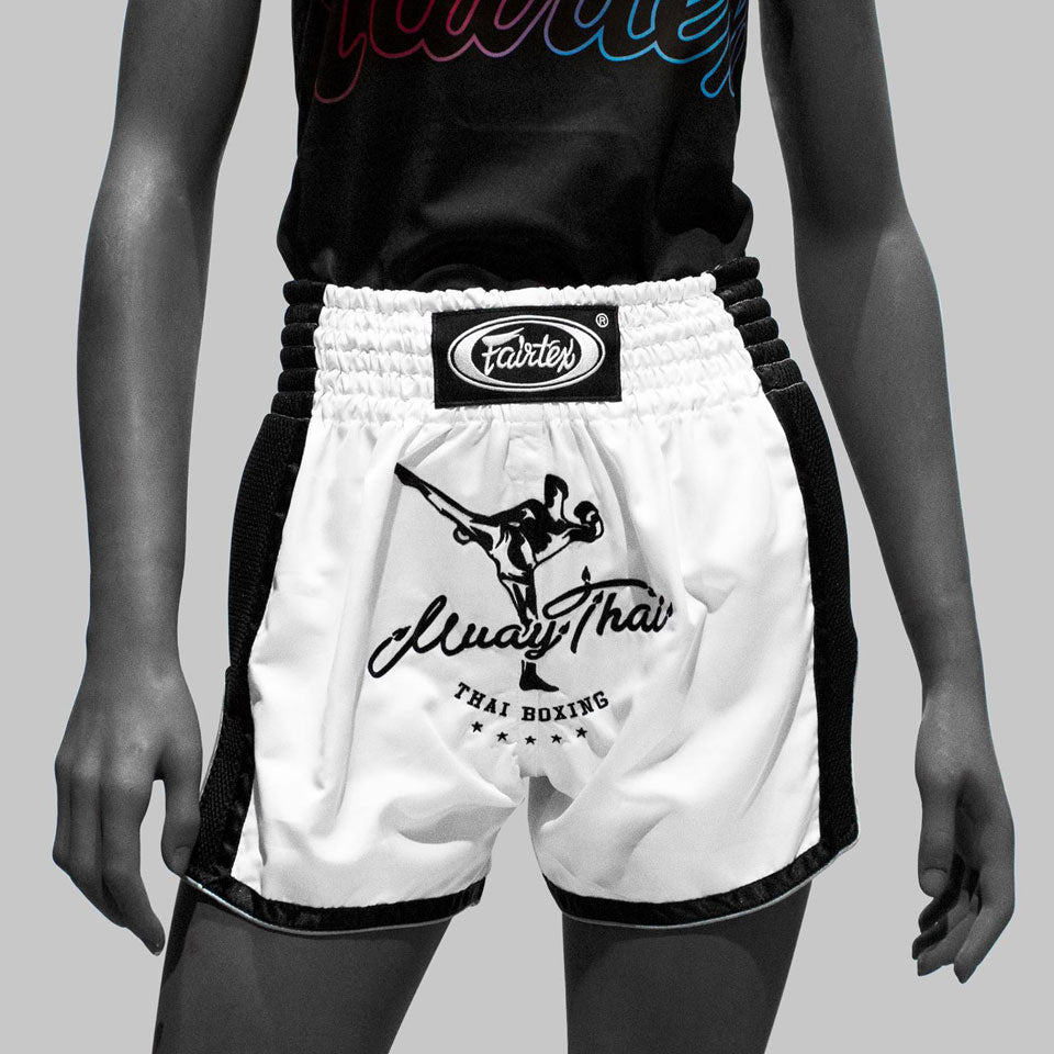 Shorts de Muay thai Fairtex BS1707 Blanco  - 100% Poliester