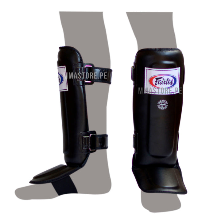 Canilleras de Muay Thai Fairtex SP3 Doble Negro - 100% Syntek