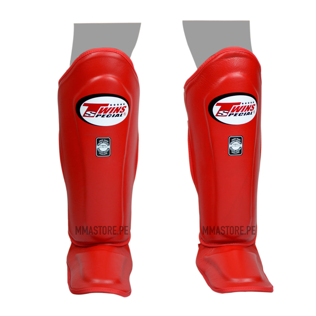 Canilleras de Muay Thai - Twins Special - Doble - Rojo - 100% Cuero - MMA Store Peru