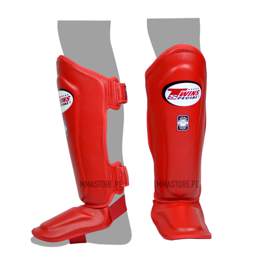 Canilleras de Muay Thai - Twins Special - Doble - Rojo - 100% Cuero - MMA Store Peru