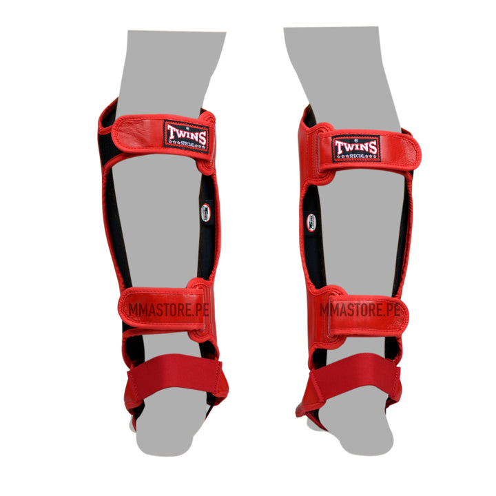 Canilleras de Muay Thai - Twins Special - Doble - Rojo - 100% Cuero - MMA Store Peru