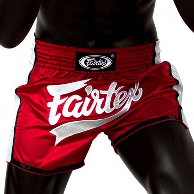 Short Fairtex para Muay Thai Slim Cut Rojo/Blanco - MMA Store Peru