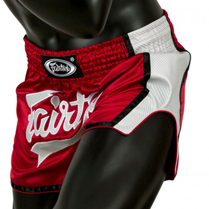 Short Fairtex para Muay Thai Slim Cut Rojo/Blanco - MMA Store Peru