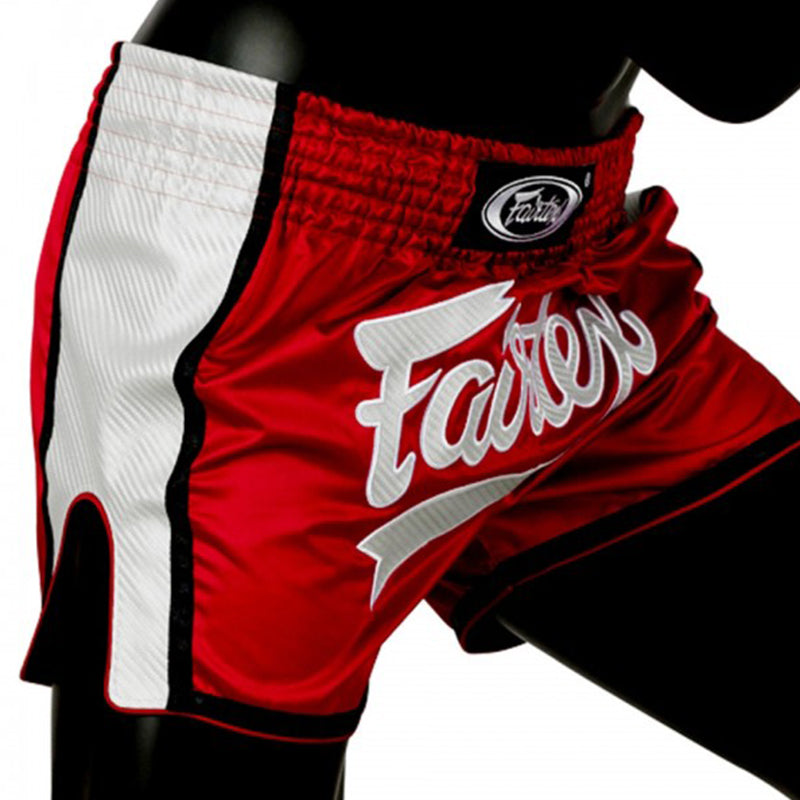 Short Fairtex para Muay Thai Slim Cut Rojo/Blanco - MMA Store Peru