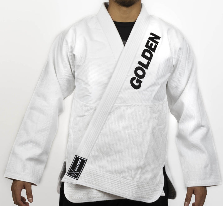 Kimono de Jiujitsu Golden Heavy Blanco/Negro- 100% Algodón