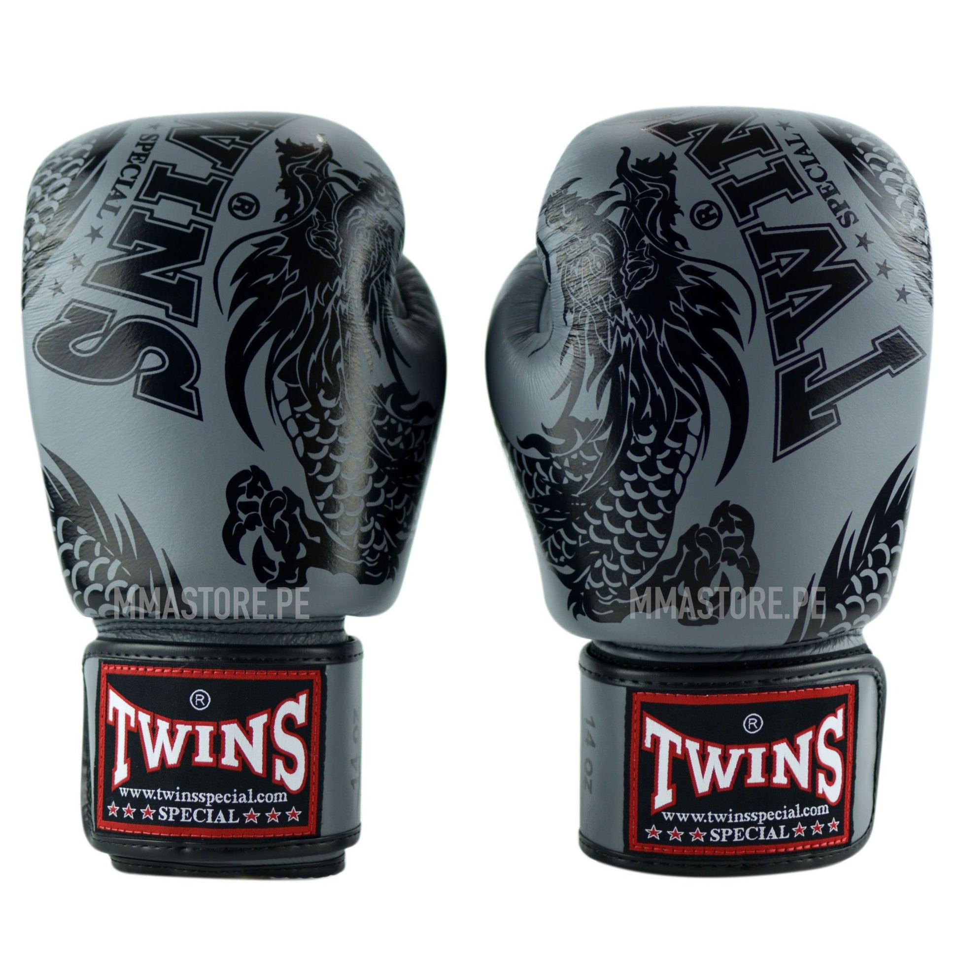 Guantes Twins Special Muay Thai - Boxeo- Dragon 49 Gris - 100% Cuero - MMA Store Peru