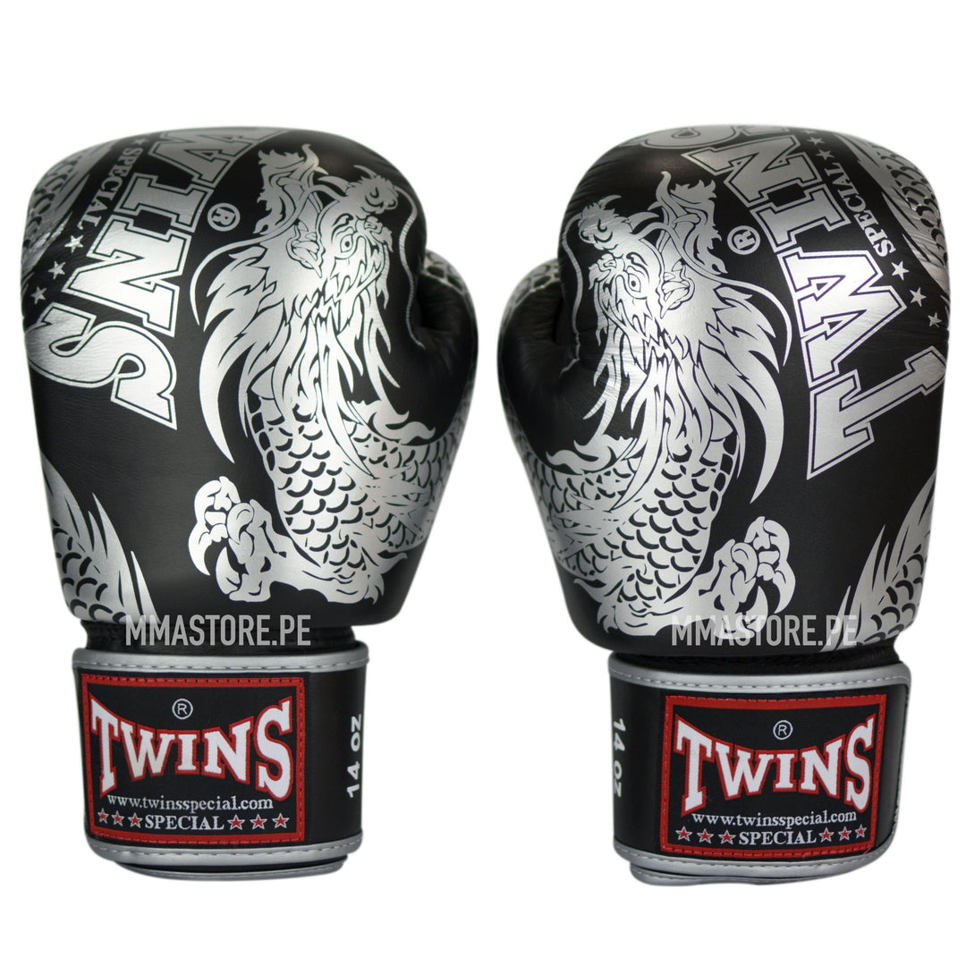 Guantes Twins Special Muay Thai - Boxeo- Dragon 49 Negro - 100% Cuero - MMA Store Peru