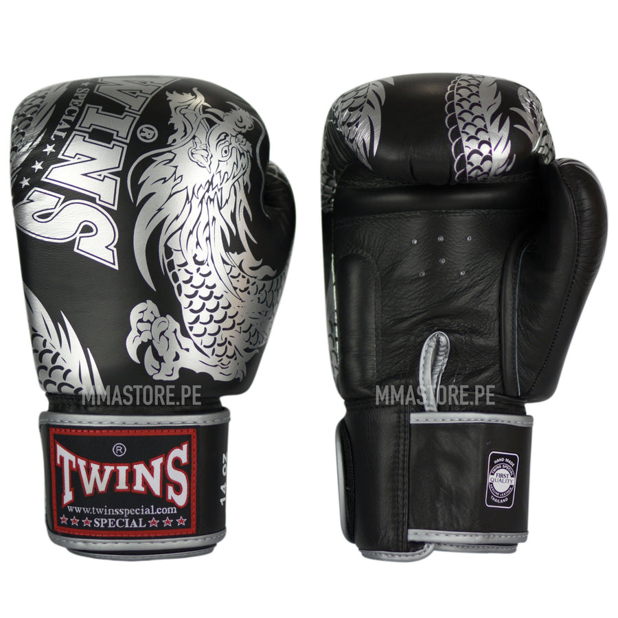 Guantes Twins Special Muay Thai - Boxeo- Dragon 49 Negro - 100% Cuero - MMA Store Peru