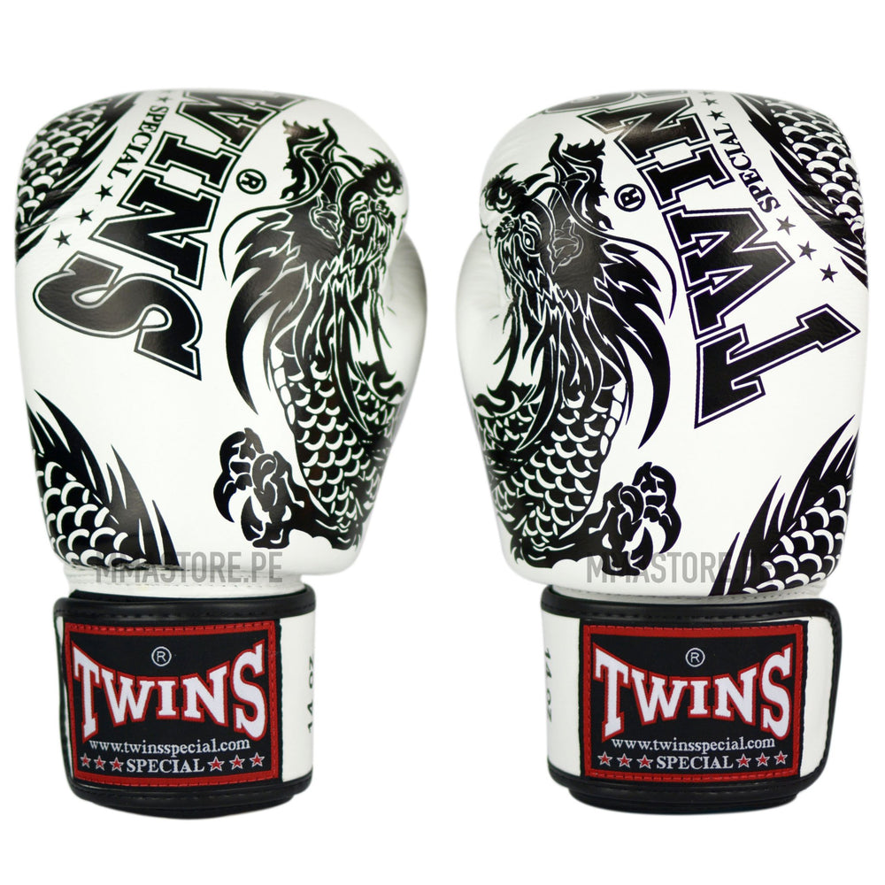 Guantes Twins Special Muay Thai - Boxeo- Dragon 49 Blanco - 100% Cuero - MMA Store Peru