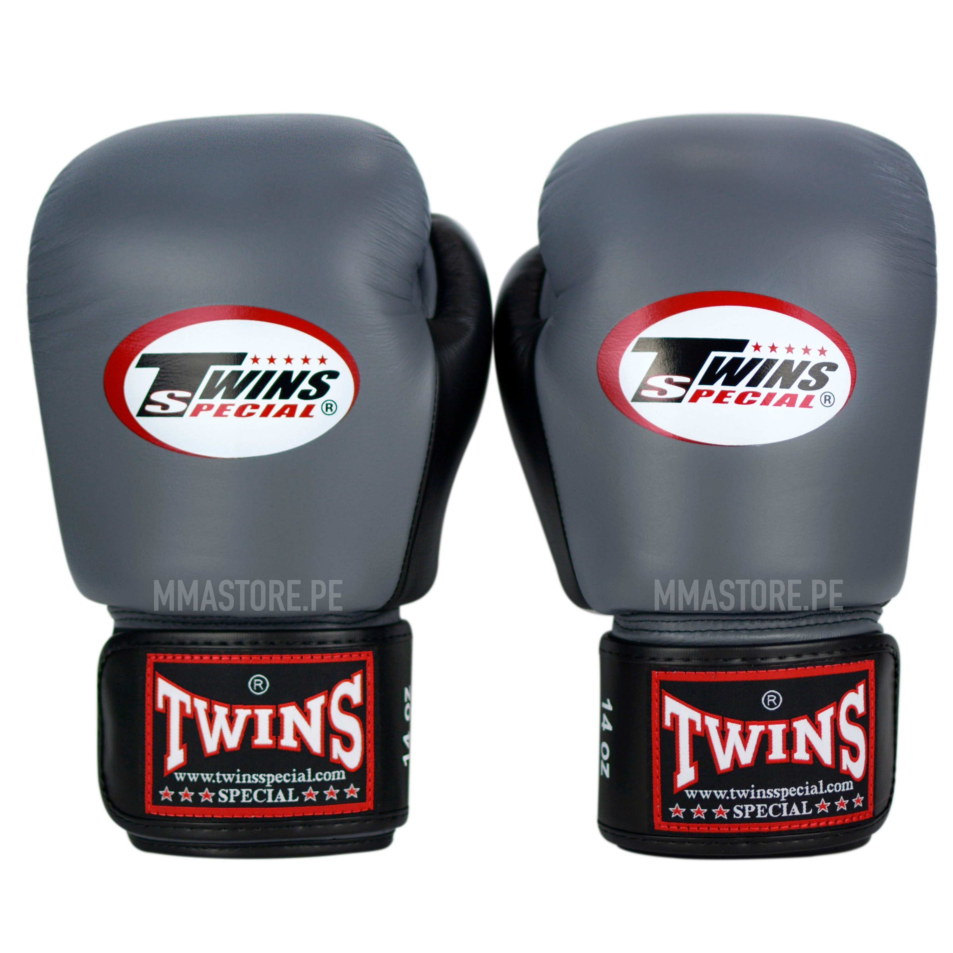 Guantes Twins Special Muay Thai - Boxeo - 2T Gris- Negro - 100% Cuero - MMA Store Peru