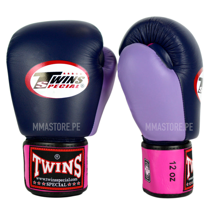 Guantes Twins Special Muay Thai - Boxeo - 3T -Azul-Rosado- Lila - 100% Cuero - MMA Store Peru