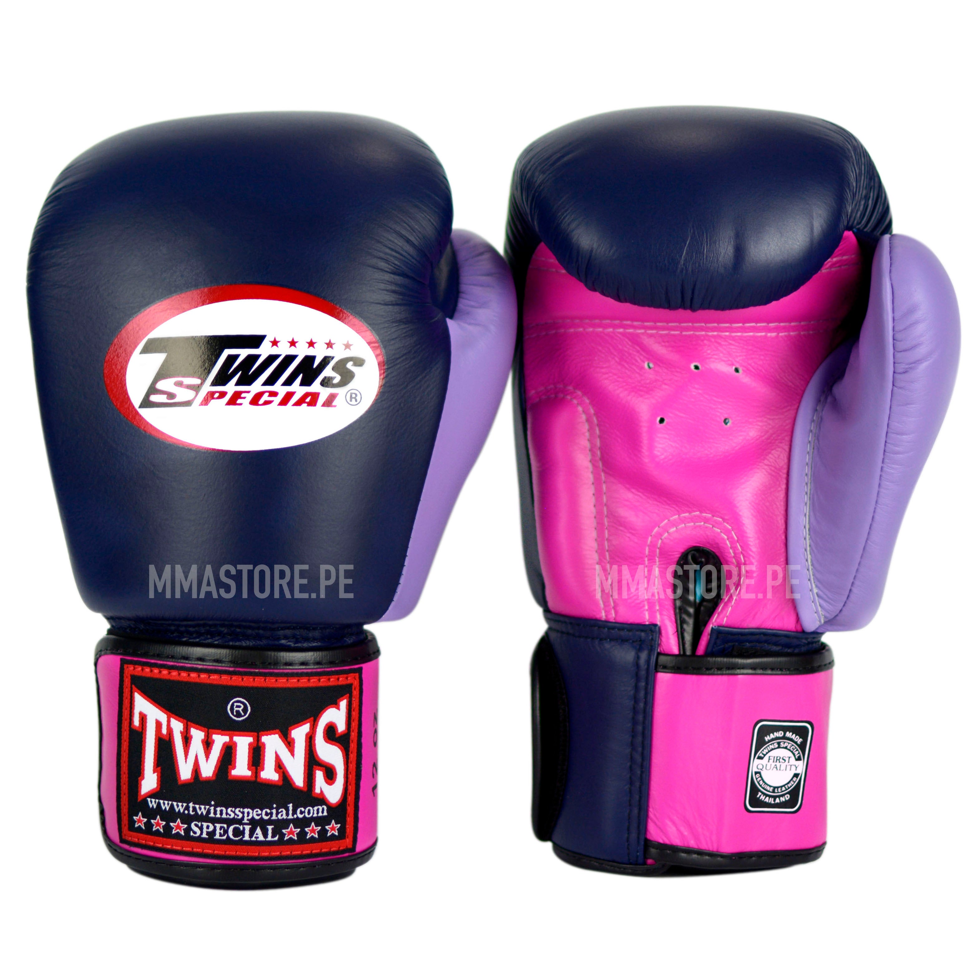 Guantes Twins Special Muay Thai - Boxeo - 3T -Azul-Rosado- Lila - 100% Cuero - MMA Store Peru