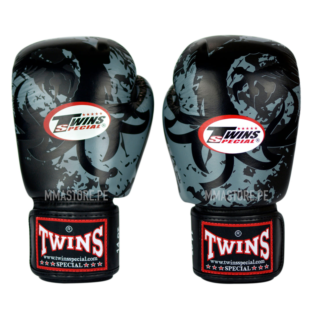 Guantes Twins Special Muay Thai - Boxeo- Tribal Dragon Negro - 100% Cuero - MMA Store Peru