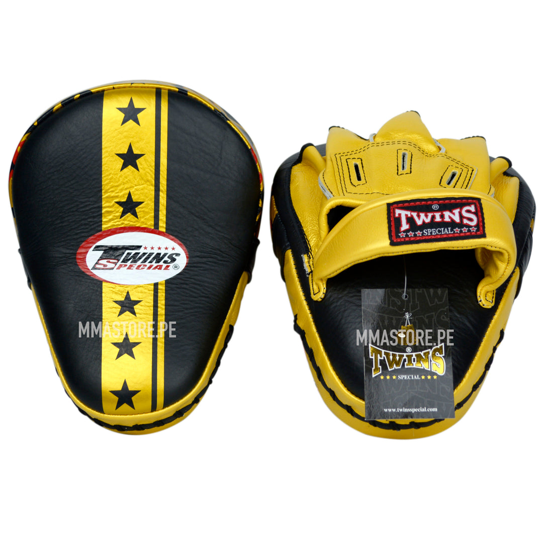 Guanteletas Twins Special - Muay Thai - Boxeo - Negro/Dorado - 100% Cuero - MMA Store Peru