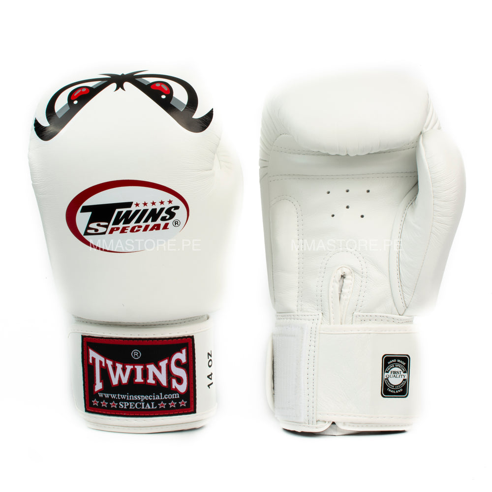 Guantes Twins Special Bad Eyes Muay Thai - Boxeo - Blanco- 100% Cuero