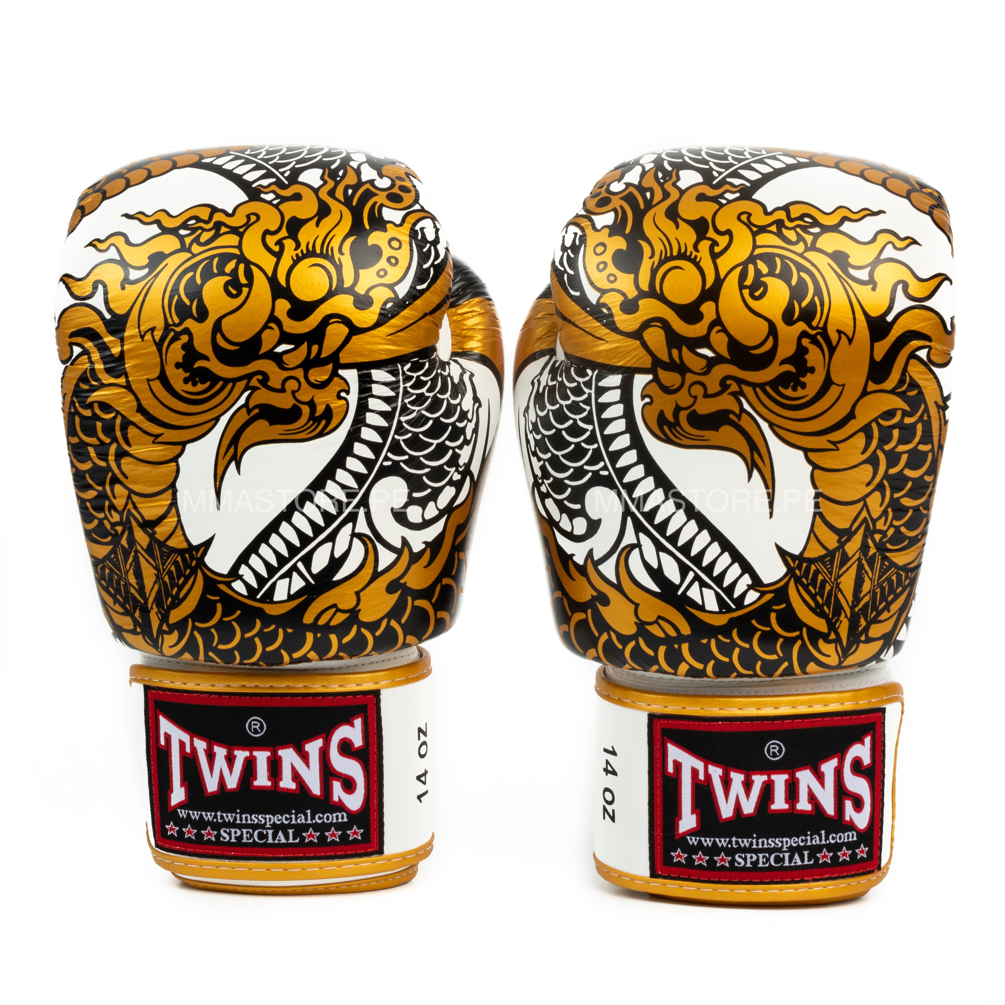 Guantes Twins Special Nagas Blanco Boxeo y Muay thai - 100% Cuero