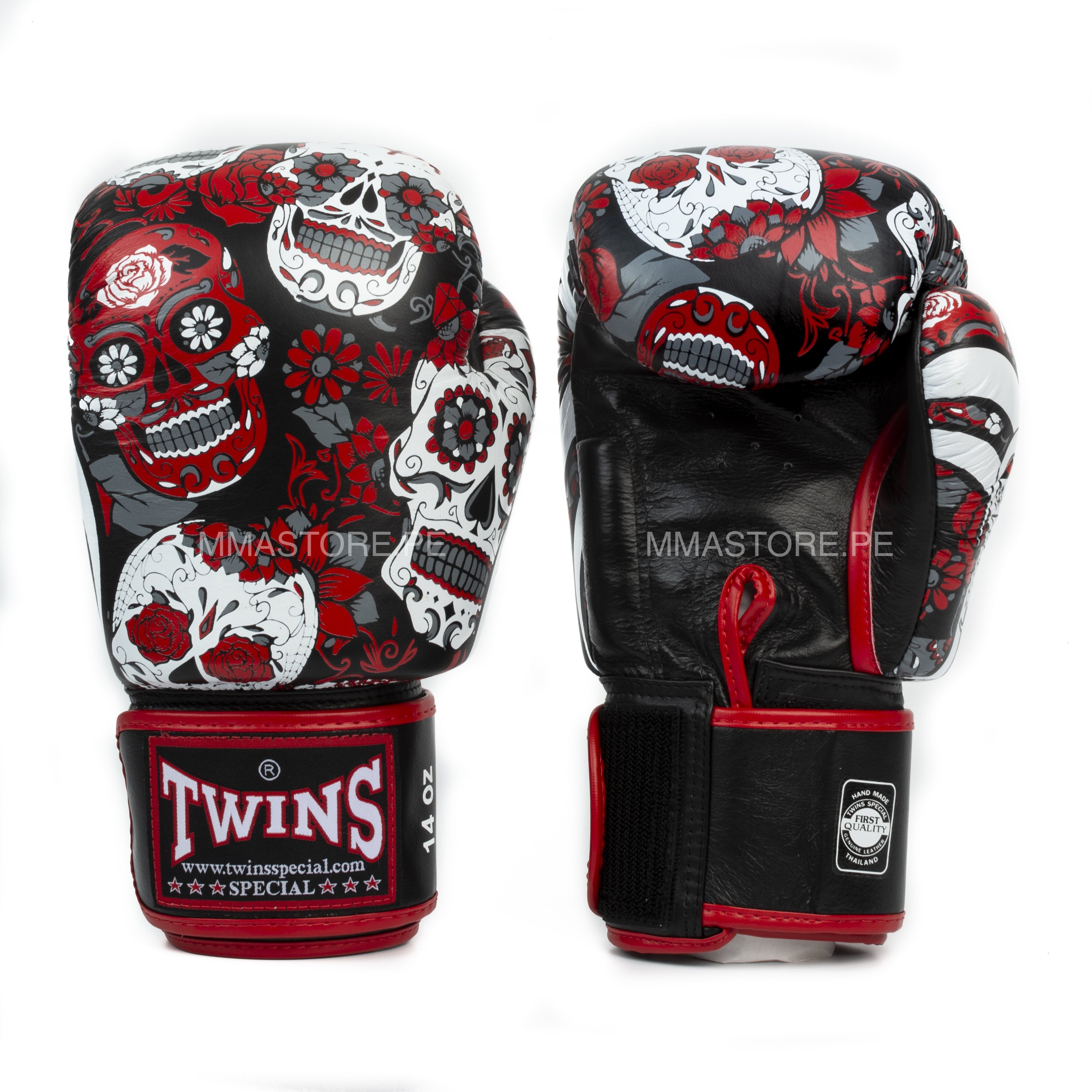 guantes de boxeo twins special skull rojo
