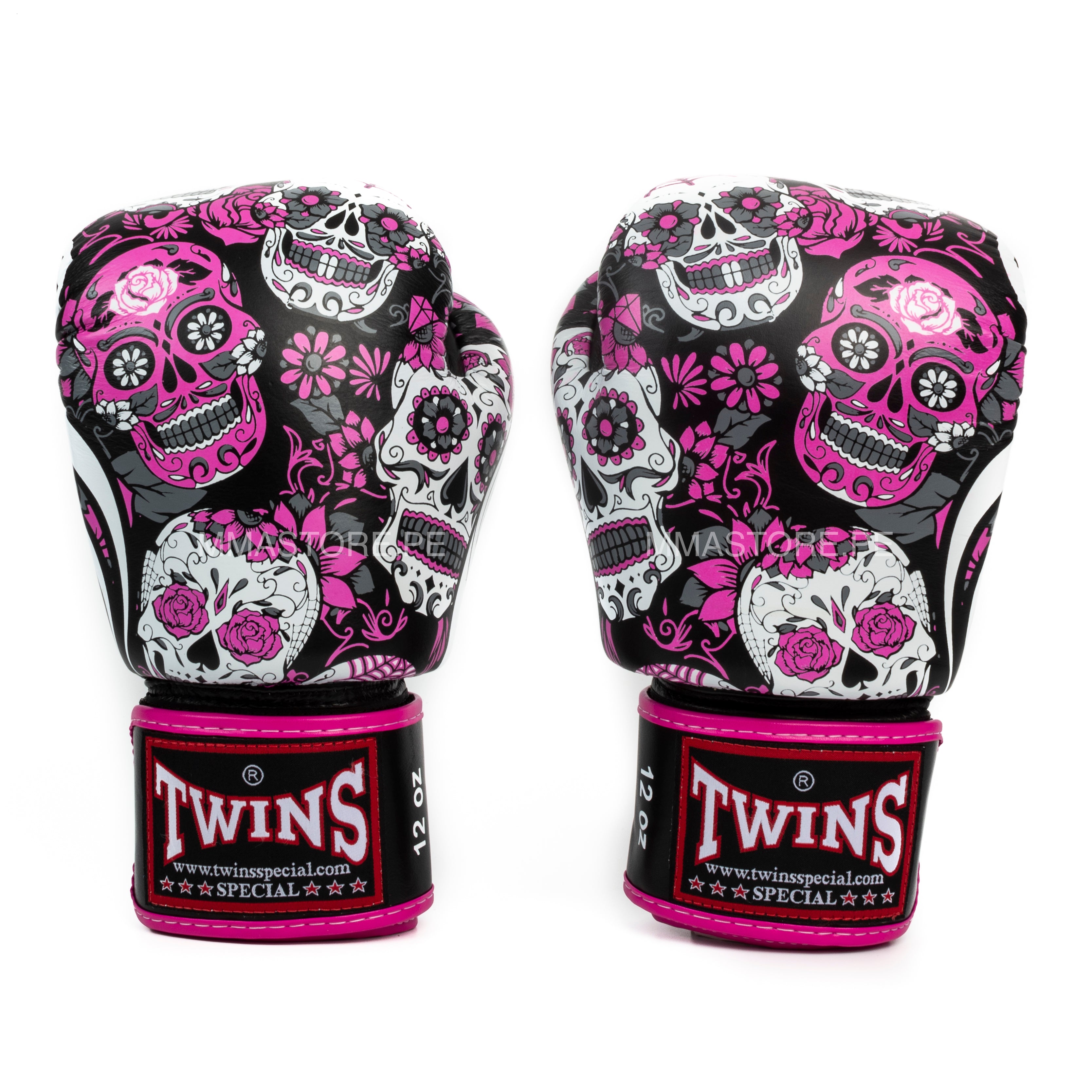 Guantes Twins Special SKULL Rosado Boxeo y Muay thai - 100% Cuero