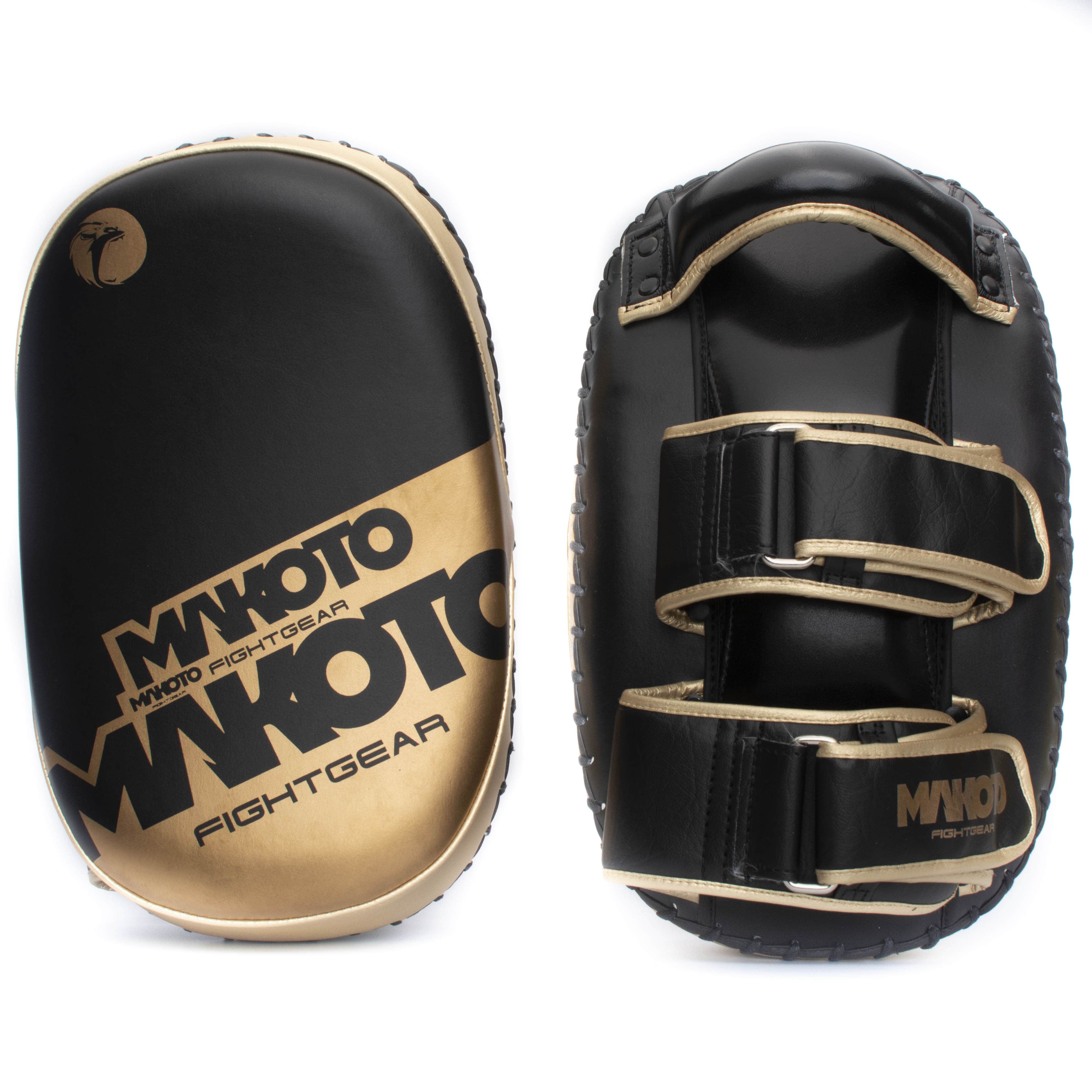 Kicking Pads para Muay Thai Negro/Dorado- Boxeo Makoto - 100% Poliuretano